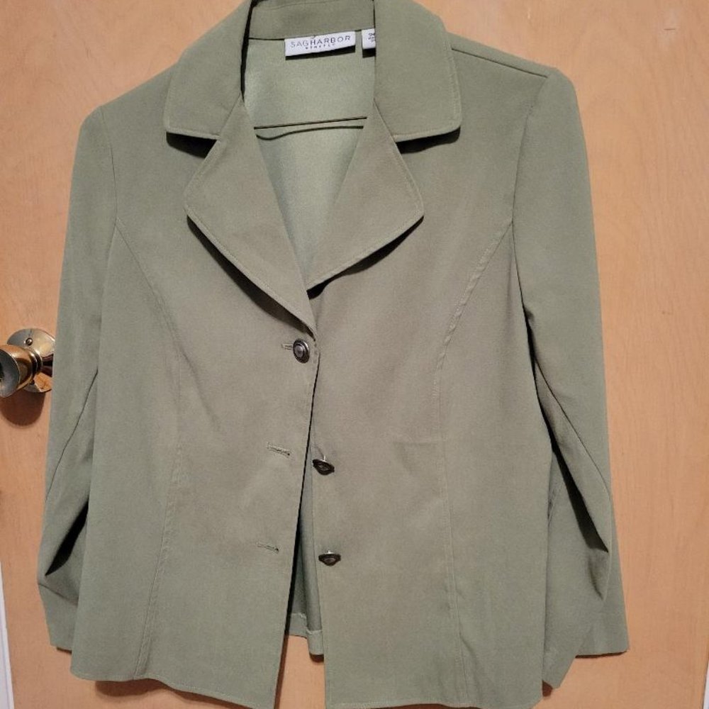 SagHarbor Stretch Suit Jacket - Green, Size- Small